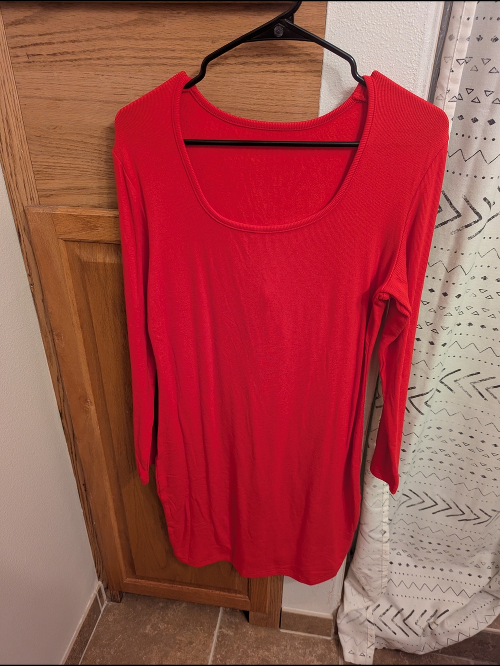 Classic Red Scoop Neck Women’s Top